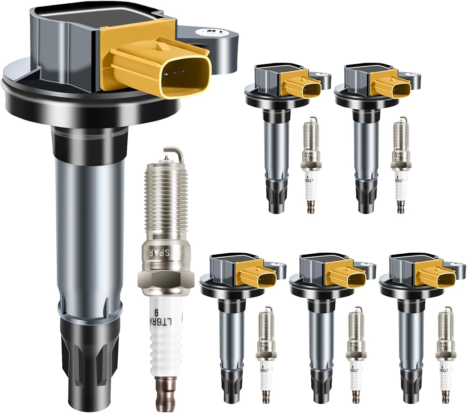 DG549 UF646 Ignition Coil Packs & Iridium Spark Plugs Fits for Ford Ecoboost F150 F-150 Explorer Expedition Navigator 3.5 3.5L V6 2011 2012 2013 2014 2015 2016 2017 Set of 6