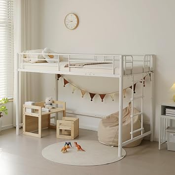 Loft Bed, Pipe Bed, Single, System Bed, Low Type, Middle Type, Steel, Vertical Stairs, Can be Interchanged, Load Capacity 330.7 lbs 150 kg, Rooms, Employee Dorms, Student Dorms, Adults, Living Alone
