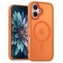 Seaflar Custodia per iPhone 17, per MagSafe, antigraffio, antiurto, protezione completa della fotocamera, pannello posteriore in acrilico semitrasparente, per iPhone 17, colore: arancione