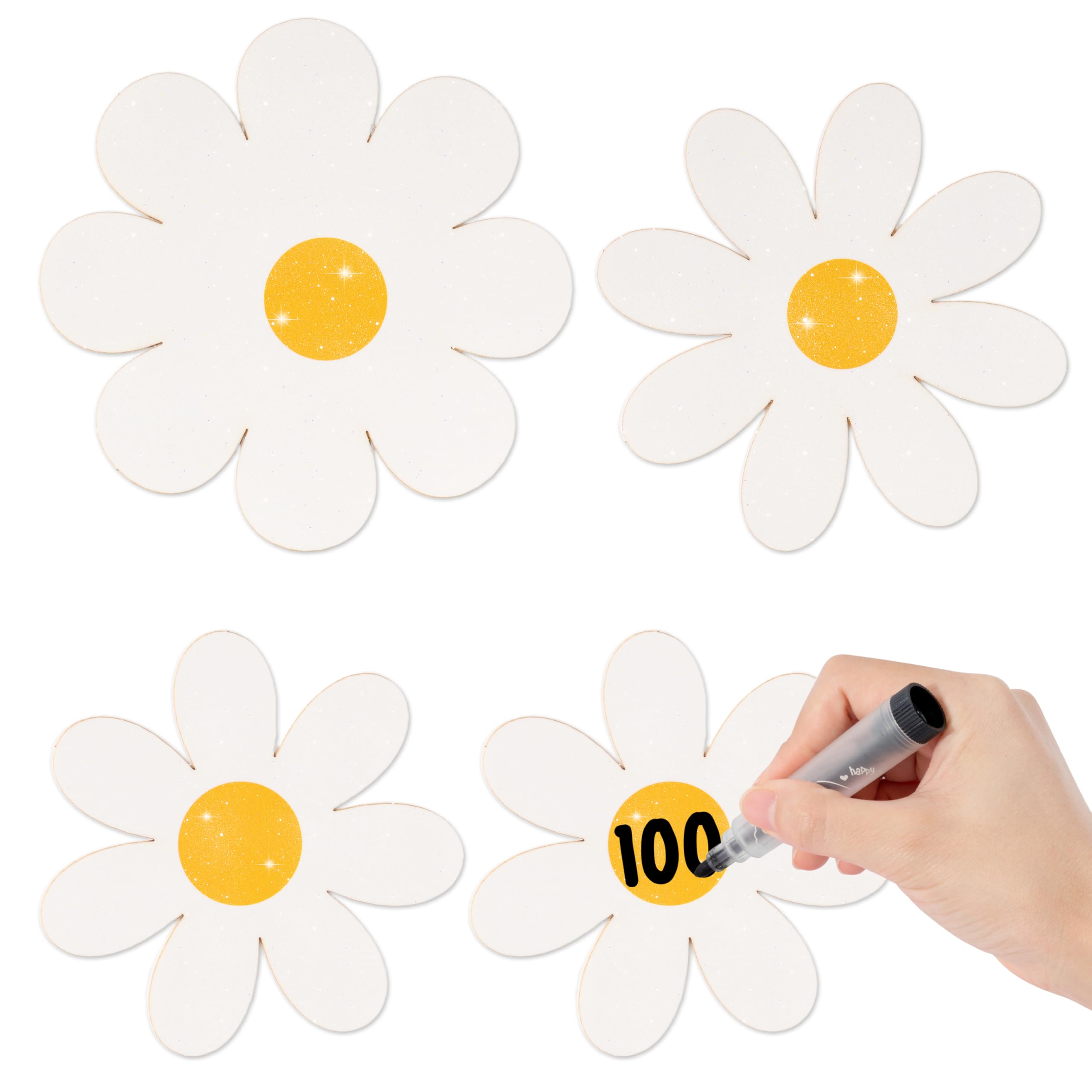 100Pcs White Daisy Flower Paper Cutouts for Birthday Party Favor Supplies