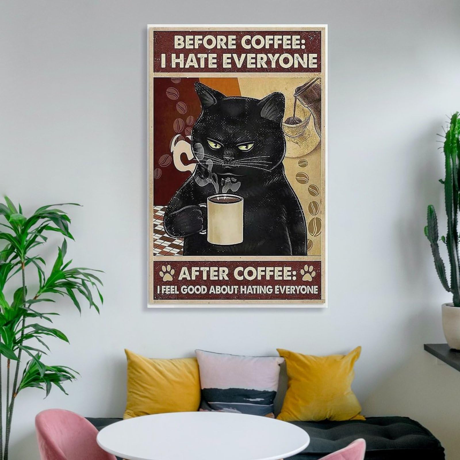 Amazon.co.jp: コーヒーを飲む猫 ポスター ホーム装飾 アートパネル