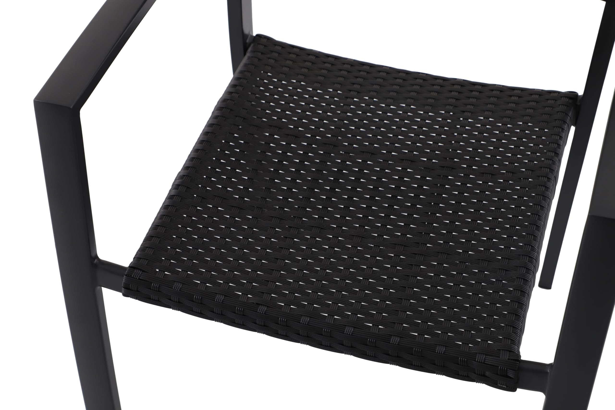METRO Professional Silla de Jardín con Reposabrazos Balsario, Aluminio/Ratán Sintético, Apilable, para Exterior, Negro