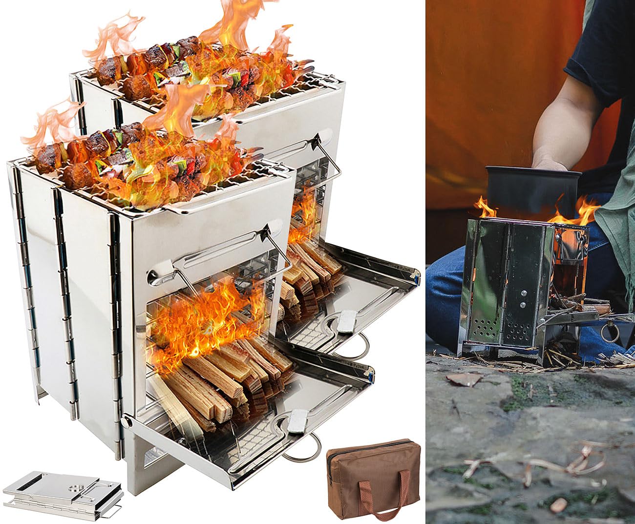2 réchauds à bois pliables [PEARL]
