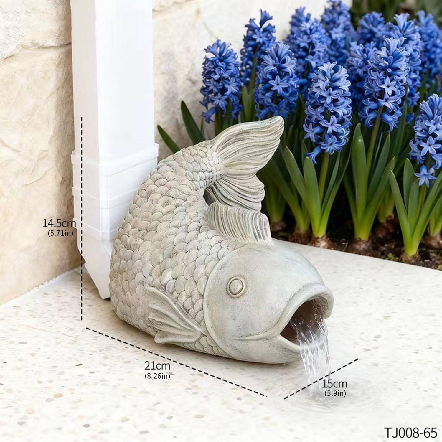 Mjaie Durability Fish Sculpture Animal Downspout Diverter for Outdoor Decoration and Practical Rainwater Drainage Fish Shape Resin Gutter
