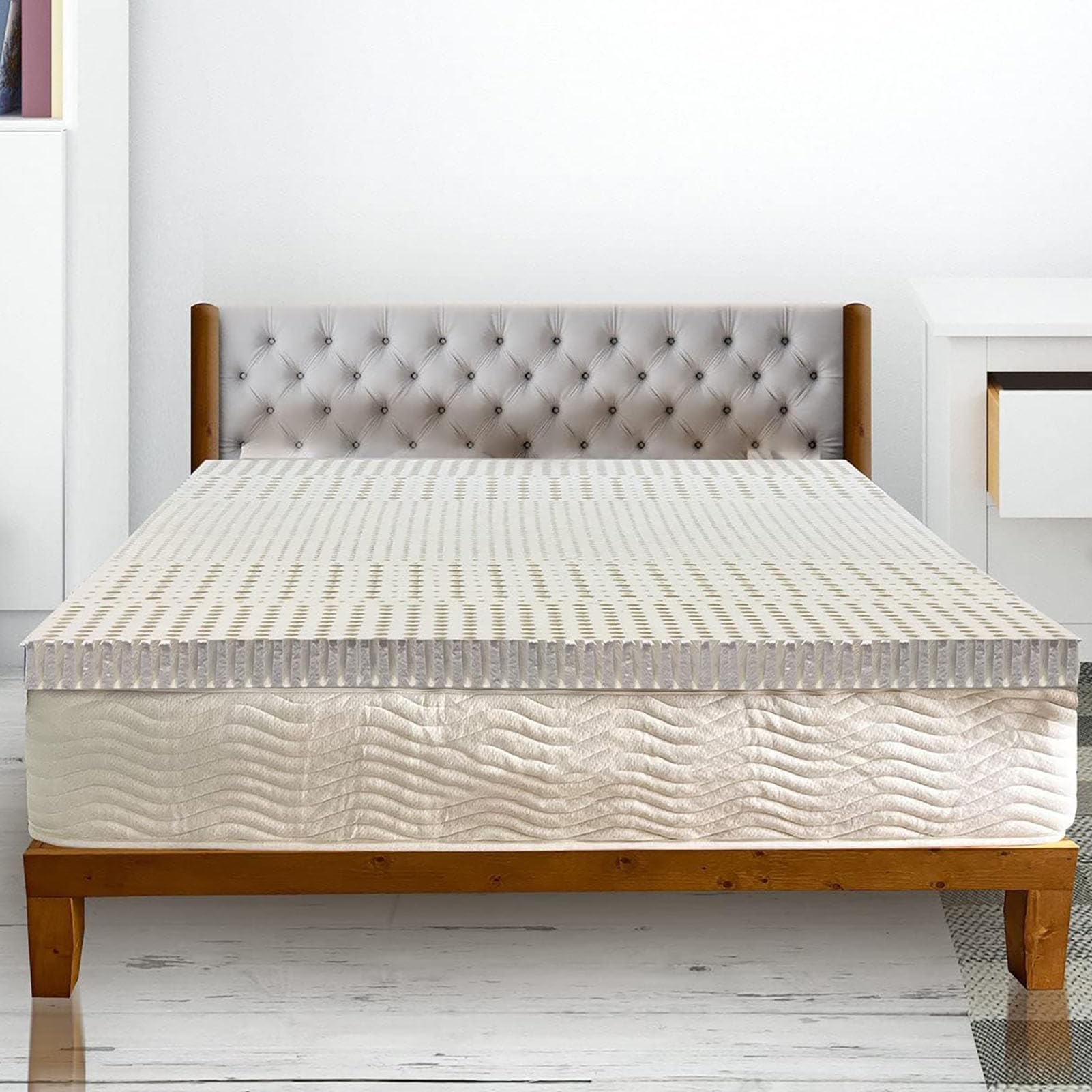 Latex-Matratze, 200 x 140 cm, 100 % Naturlatex-Matratzen, atmungsaktiv, bequem und langlebig, Matratze, Latex, Queen, Naturkautschuk, reine Matratze, verdickt, Zuhause, Schlafzimmer, Kissen, 2,5 cm