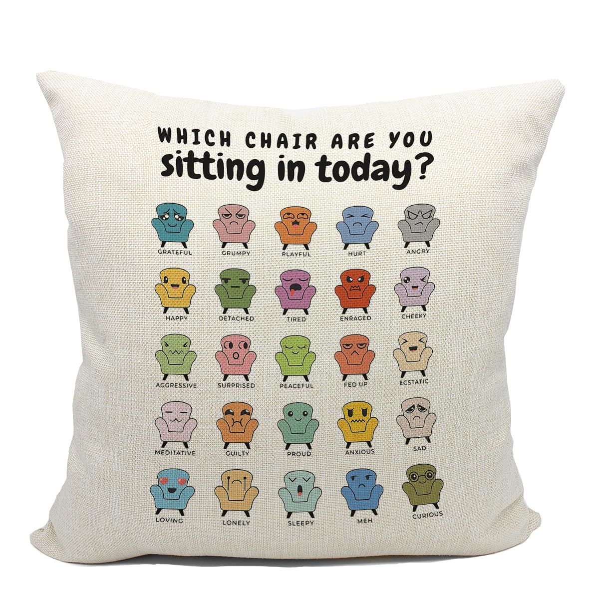 feelings pillow mental health throw pillow Pillow Covers 18x18 Counseling Office Must Haves Throw Pillow Linen Cover for