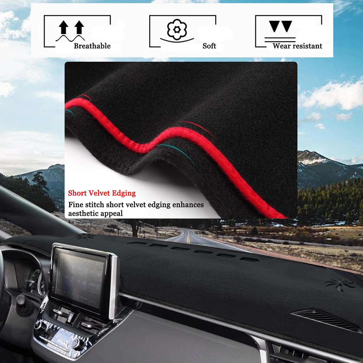 Blazeray Funda protectora para salpicadero de Toyota Corolla 2019, 2020, 2021, 2022, 2023, 2024, 2025, ajuste personalizado, cubierta de consola central, escotilla, sedán, protector solar (borde