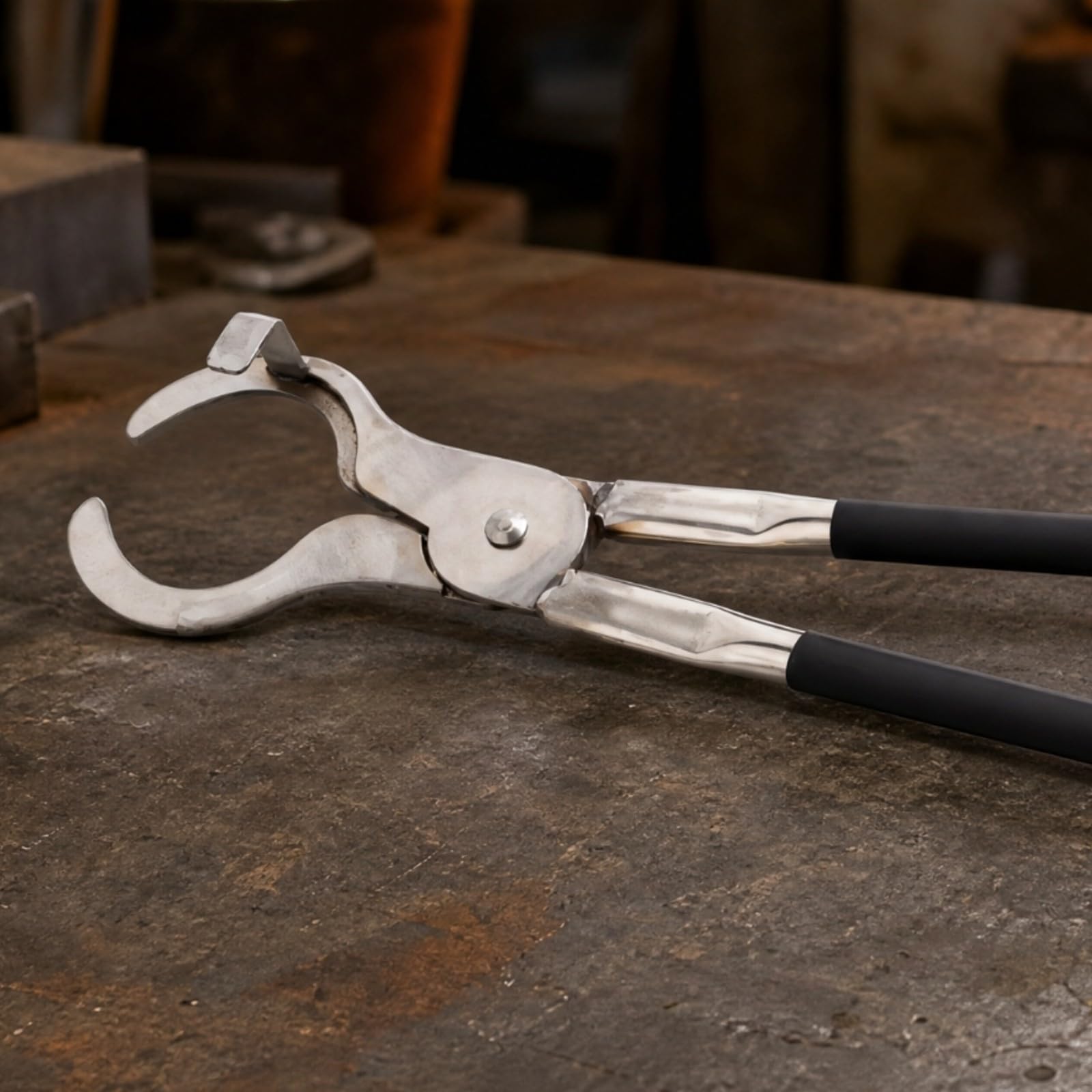 Tiegelzange mit langem Griff Langgriffig Edelstahl-Tiegelzange Stabil Gießtiegelzange für Metallhandwerker, Schmuckhersteller, Metallguss, Werkstatt, 4KG