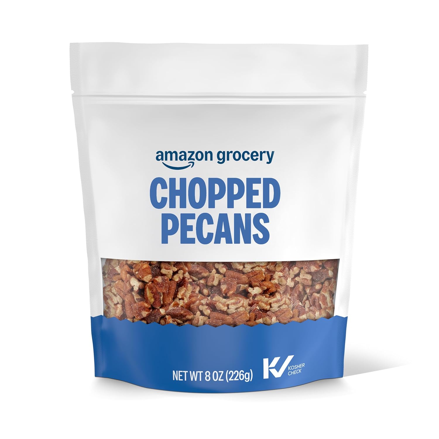 Happy Belly Chopped Pecans, 8 oz - Fresh Resealable Bag, Kosher Nuts for Baking, Salads & Snacking