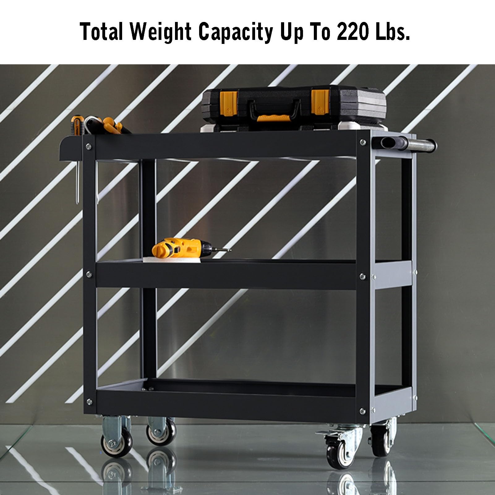 Carrello Per Attrezzi Da Officina Meccanica A 3 Livelli Con Carrello - Foto 2