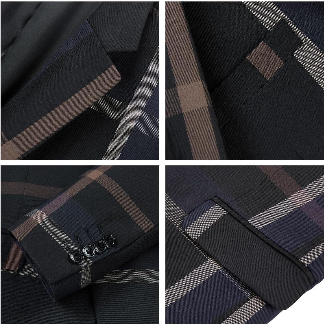Mens Plaid Suit Slim Fit 2 Piece Casual Tuxedo Suit for Men Formal Blazer Pants Tuxedo Set for Wedding Business Party - Image 6