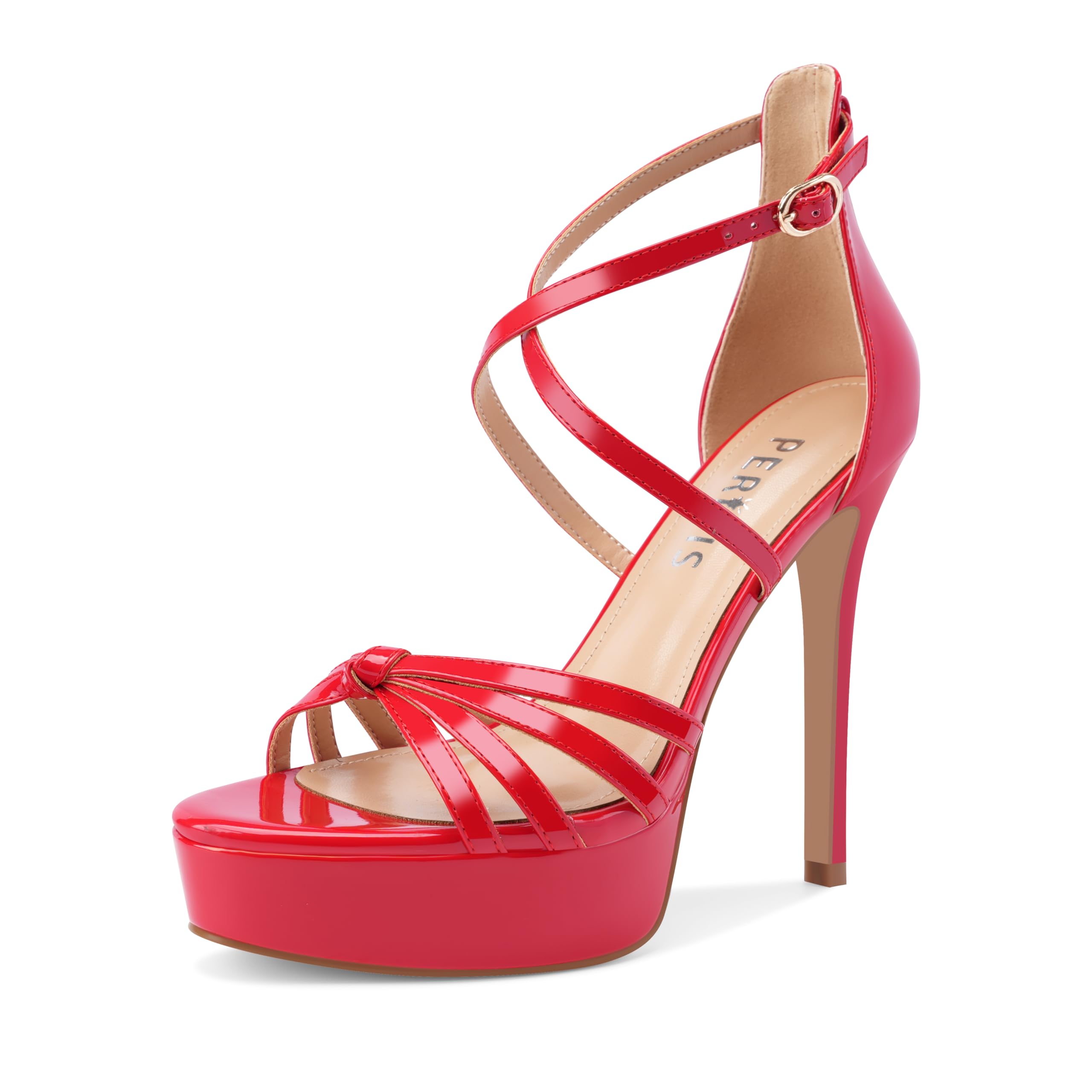 Women's Platform Stiletto Heels Cross Strap Open Peep Toe High Heel Sandals Ankle Strap Crisscross Dress Stilettos Summer Shoes for Ladies Sexy Fashion