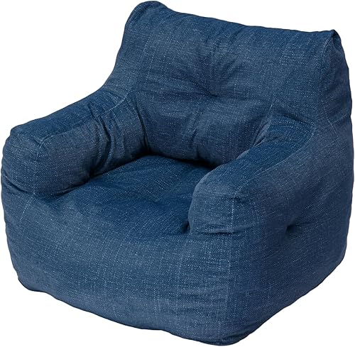 Miniatura 4 de COCONINO WJ Puf para adultos, para sala de estar, puf grande, cómodo puf de relleno para adultos (tela de terciopelo en azul)