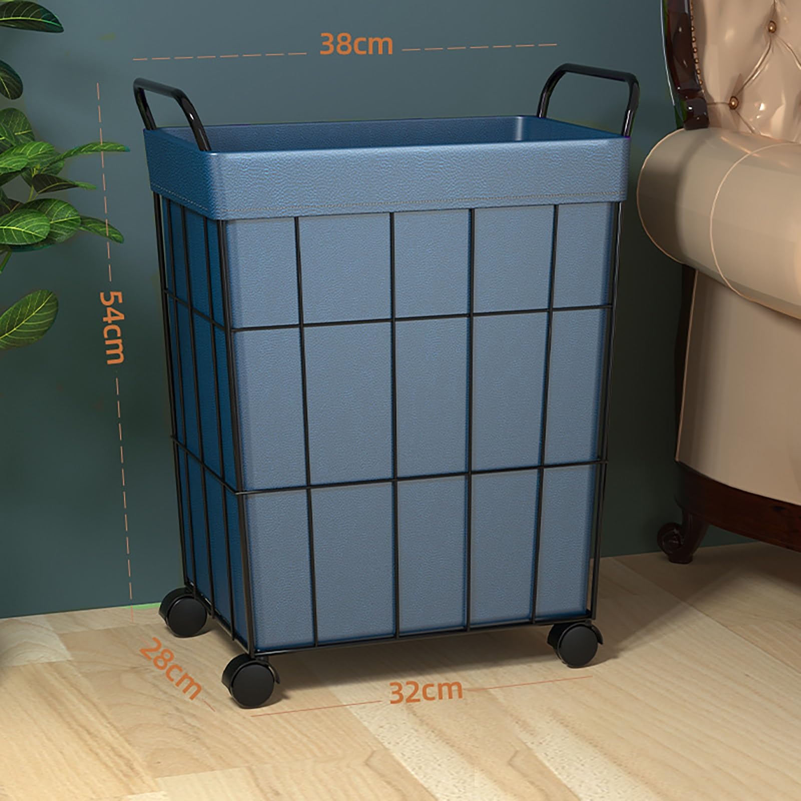 Cesto portabiancheria di grande capacità, con ruote e maniglia, pieghevole, portatile, per camera da letto e bagno