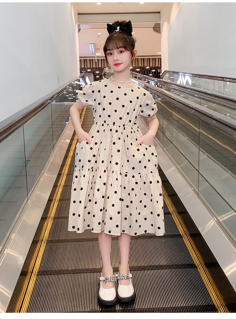 Dziewczęce sukienki w kształcie litery A okrągłe sukienki w stylu casual, imprezowa, dziewczęca letnia sukienka Boho Beach Casual Smocked Maxi sukienki 6-16 lat