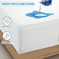 Vista 3 de LUX Décor - Funda de colchón con cremallera tamaño Queen, a prueba de chinches, 100% impermeable, protector de colchón de 14 pulgadas