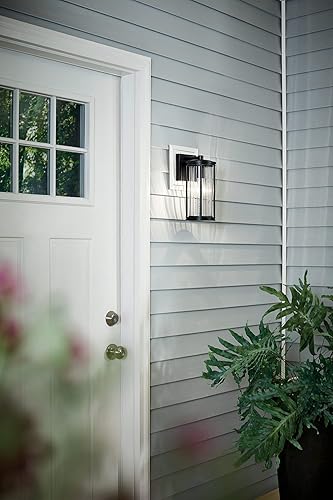 Miniatura 2 de Kichler Barras - Lámpara de pared para exteriores de 11.5 pulgadas, con cristal transparente y acanalado, color negro