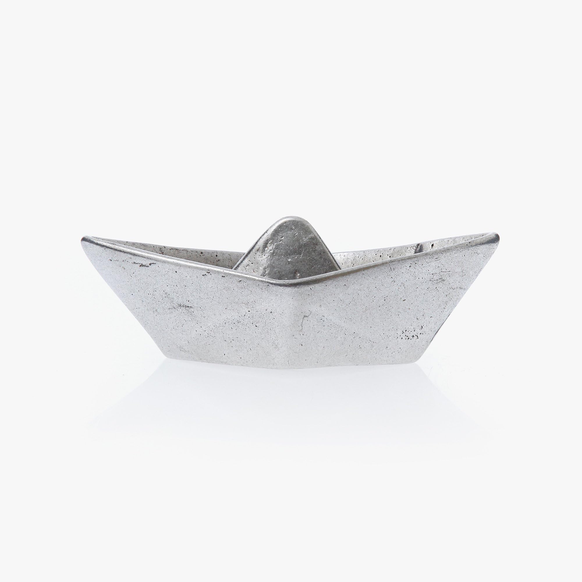 Handmade Boat Decorative Ornament, Solid Aluminum Metal - Extra Large Size, Silver Color