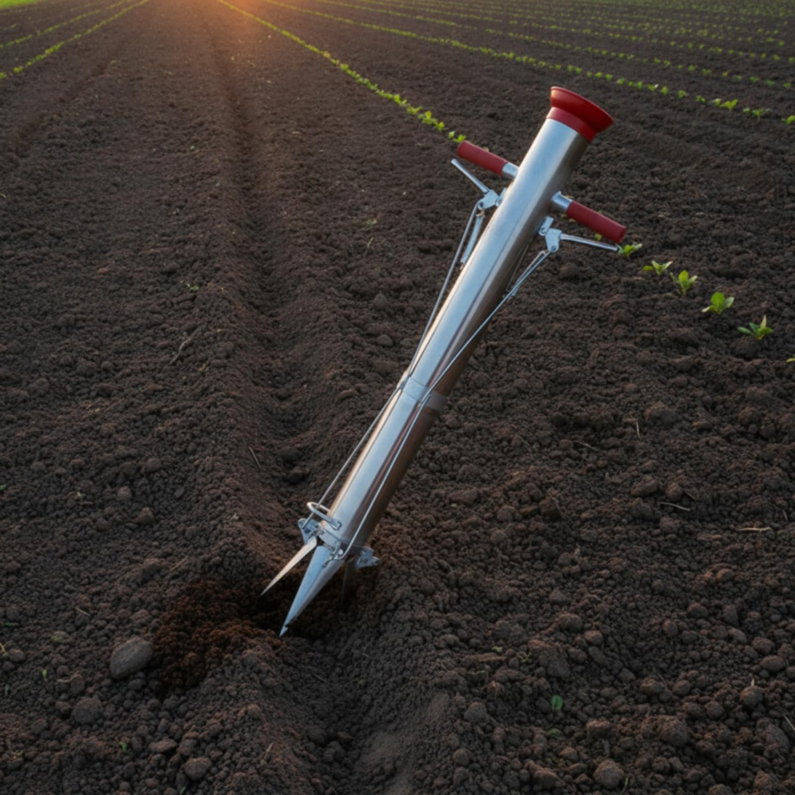 Trasplantador Plantones Metálico Herramienta Trasplante Manual Cómodo Plantador Bulbos para Agricultores, Jardineros, Grande, Acero Inoxidable Engrosado con Doble Mango Y Pedal