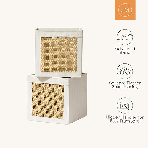 Miniatura 5 de LA JOLIE MUSE Contenedores de almacenamiento plegables, contenedores de almacenamiento de tela con diseño de malla de papel, cestas de