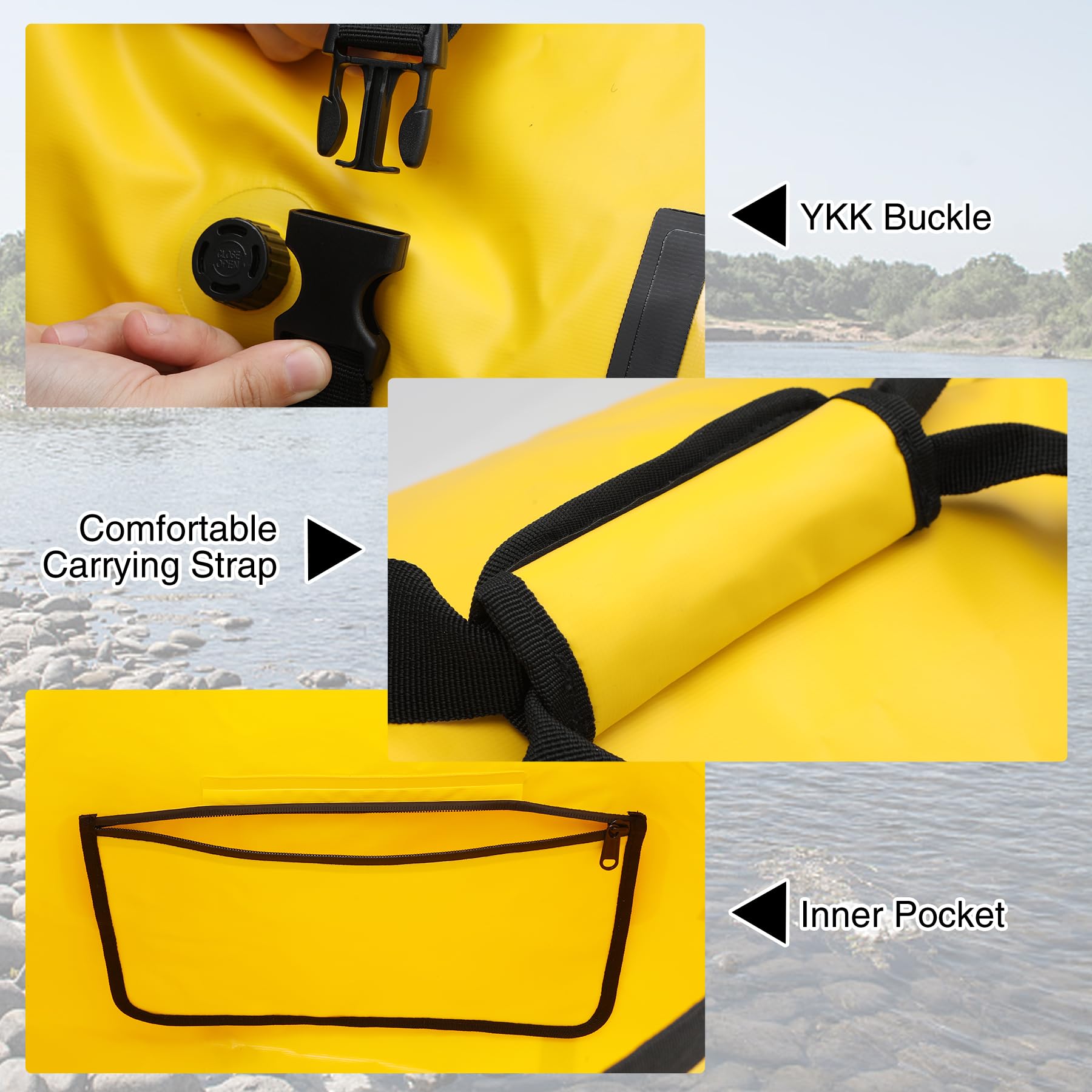 REDCAMP wasserdichte Reisetasche 66L, Rolltop, 500D PVC, Motorradtasche | Dry Bag mit Rollverschluss, abnehmbaren Schultergurten & Reflexstreifen, ideal für Motorrad Boot Camping Angeln Wassersport