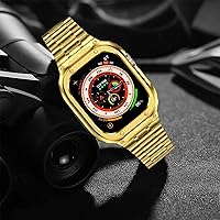 Vista 53 de MioHHR Correa de reloj de acero inoxidable con funda compatible con Apple Watch Ultra 3 2 1 (1.732 pulgadas), correa resistente con cubierta Negro