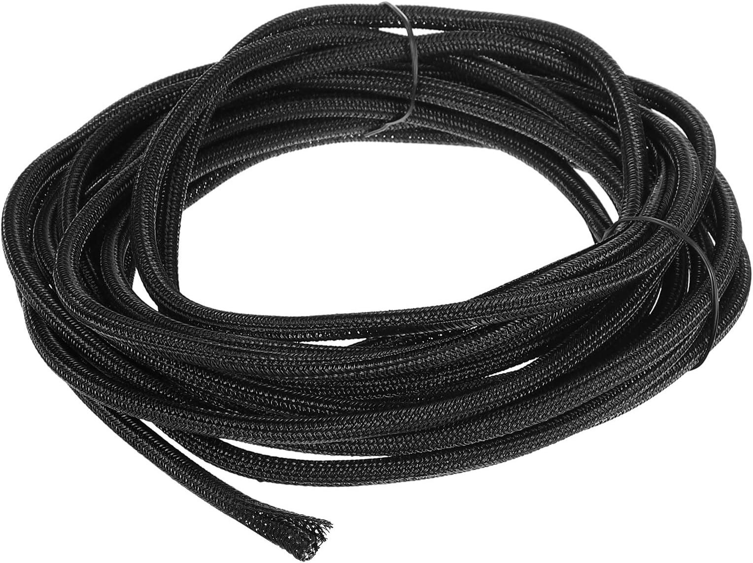 uxcell 25 Ft - 1/4 Inch Split Sleeving, Braided Cable Sleeving, PET Cable Management Wire Sleeve Cord Protector, Wire Wrap Loom Tube for Office Home Devices, Black