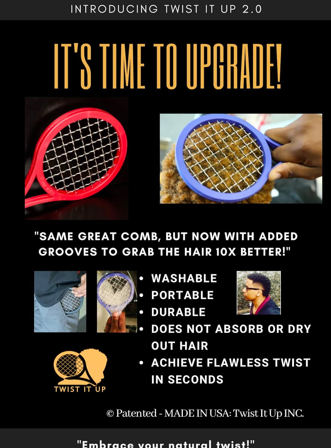 Twist It Up Comb (Bond Black) : Beauty & Personal Care