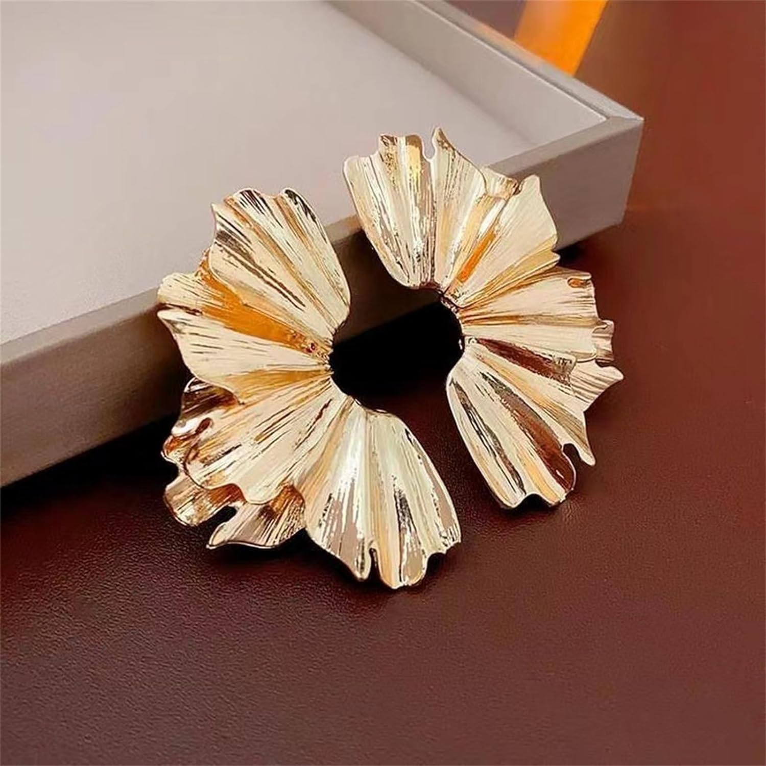 MALOYANVE Gold Statement Earrings for Women Exaggerated Large Geometric Bohemian Metal Leaf Flower Dangling Stud Earrings Jewelry Gifts - Image 3