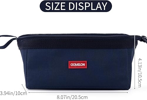 Vista 10 de CICIMELON - Estuche de gran capacidad para lápices con 3 compartimentos para la escuela para adolescentes, niños, hombres y mujer. Azul