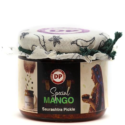 Saurashtra Special Mango Pickle | Gujarati Aam ka Achaar | Tangy and Spicy | Sun-Dried. No Artificial Colours Or Preservatives | 100% Organic & Homemade Pickle (Khatu Athanu), 250g