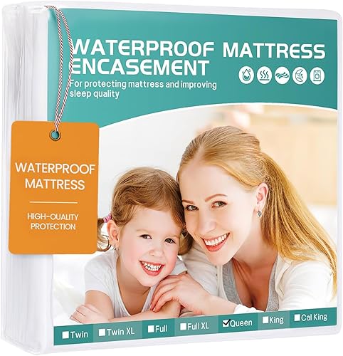 Vista 9 de Protector de colchón individual XL de 39 x 80 pulgadas de profundidad de 9 pulgadas de profundidad. Funda de colchón con somier, impermeable, suave