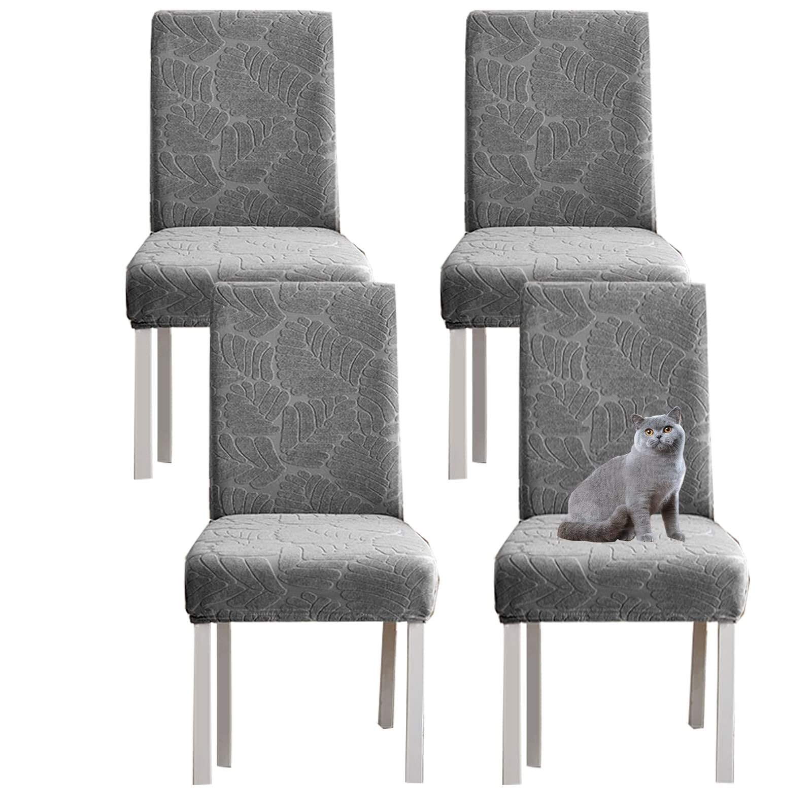 NMVAWIPT Jacquard High Back Stretch Knitted Fleece Chair Covers For Dining Room Home Wedding Banquet Hotel(#1,4pcs)
