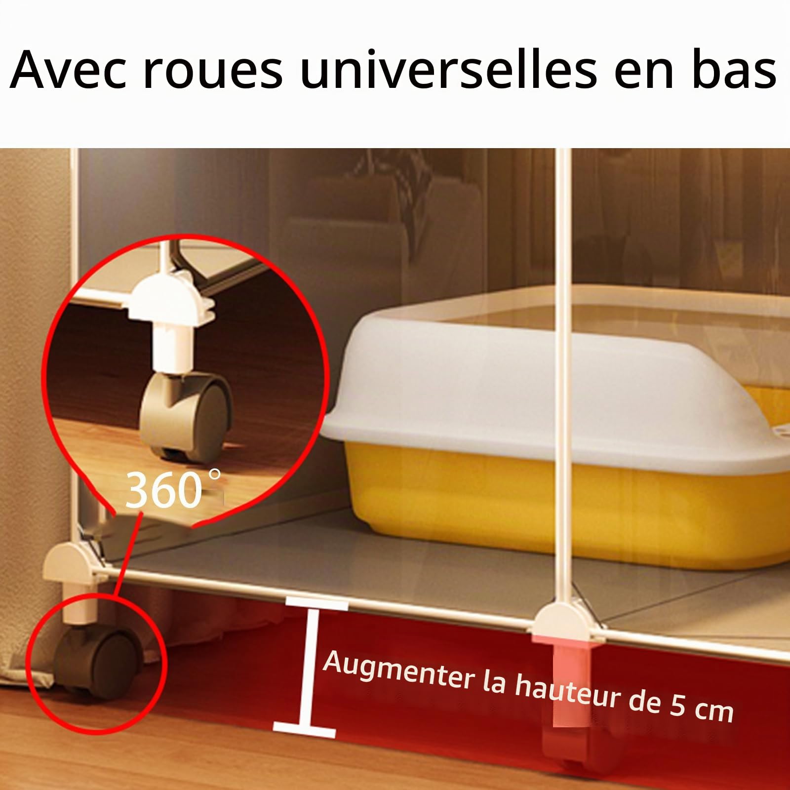 BBAUER Cages pour chats d'intérieur avec roulettes, enclos pour chat facile à assembler