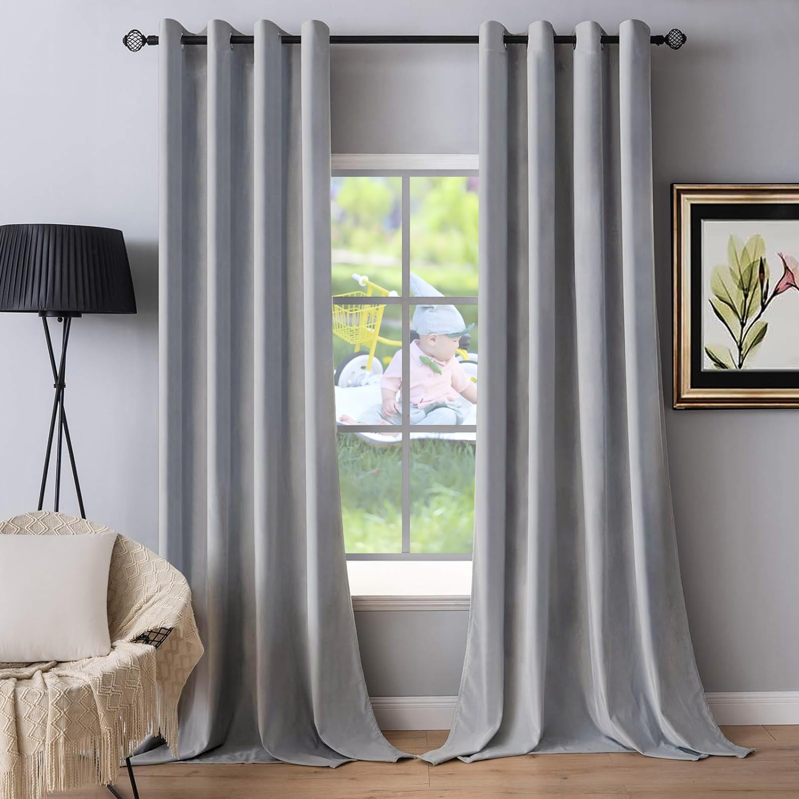 Rideau occultant anti froid isolant thermique gris clair 180x50