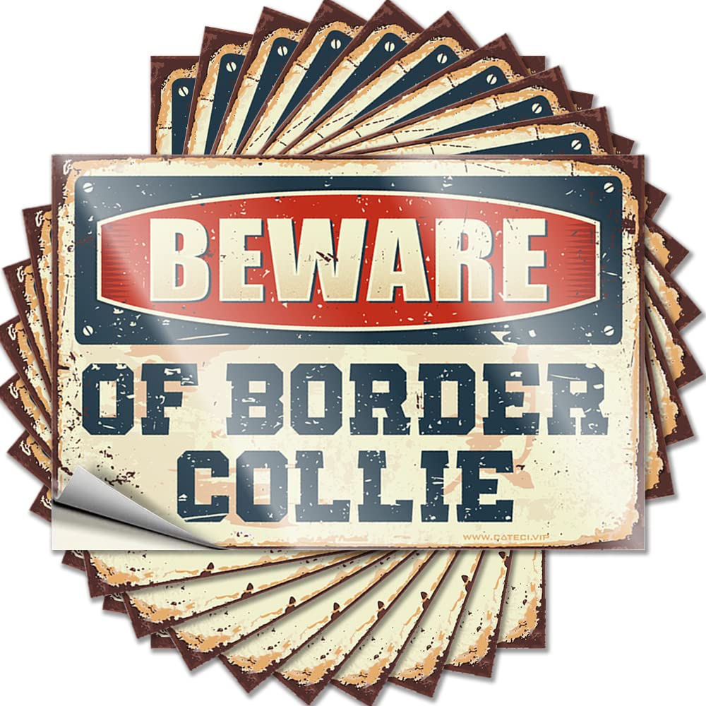 Decals Core Beer Decor Case Beware of Border Collie - No Residue Decals for Antimicrobial(12X18CM)