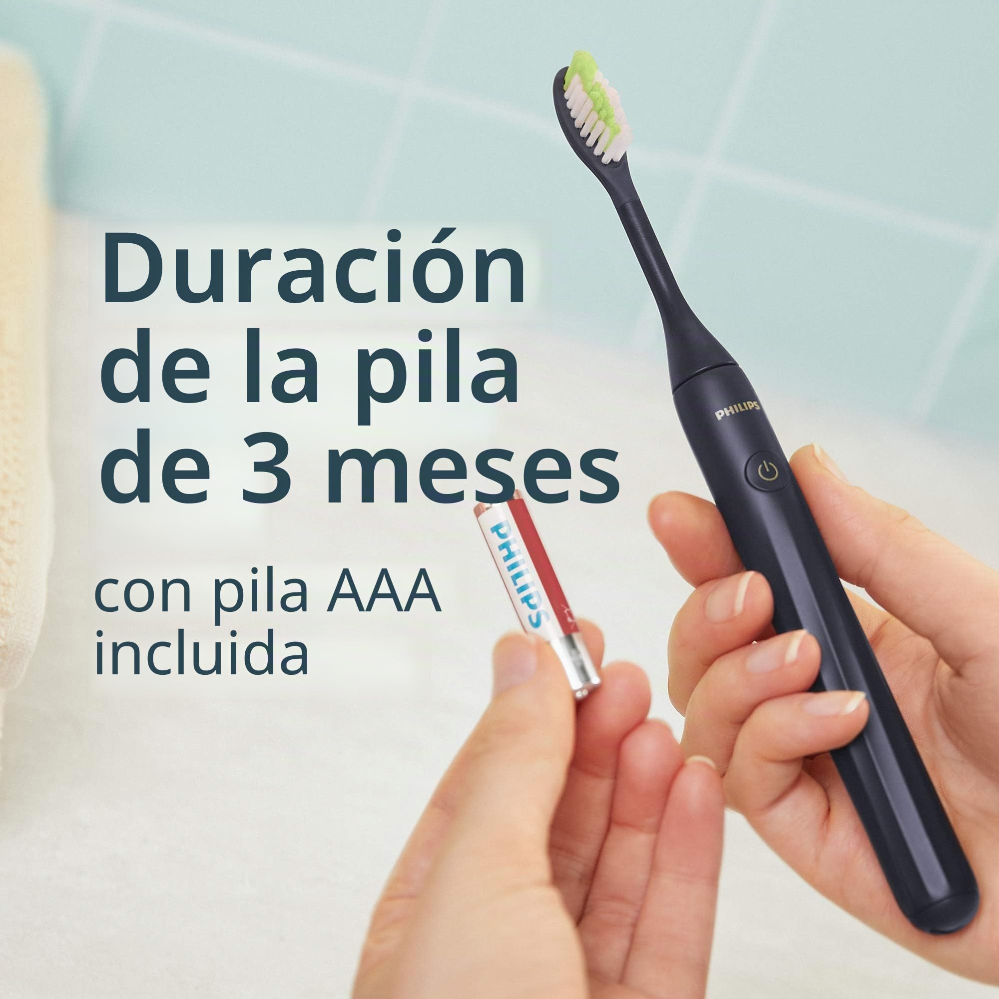 Philips One by Sonicare Battery Toothbrush, Midnight Navy Blue, HY1100/04, 2 Piece Set