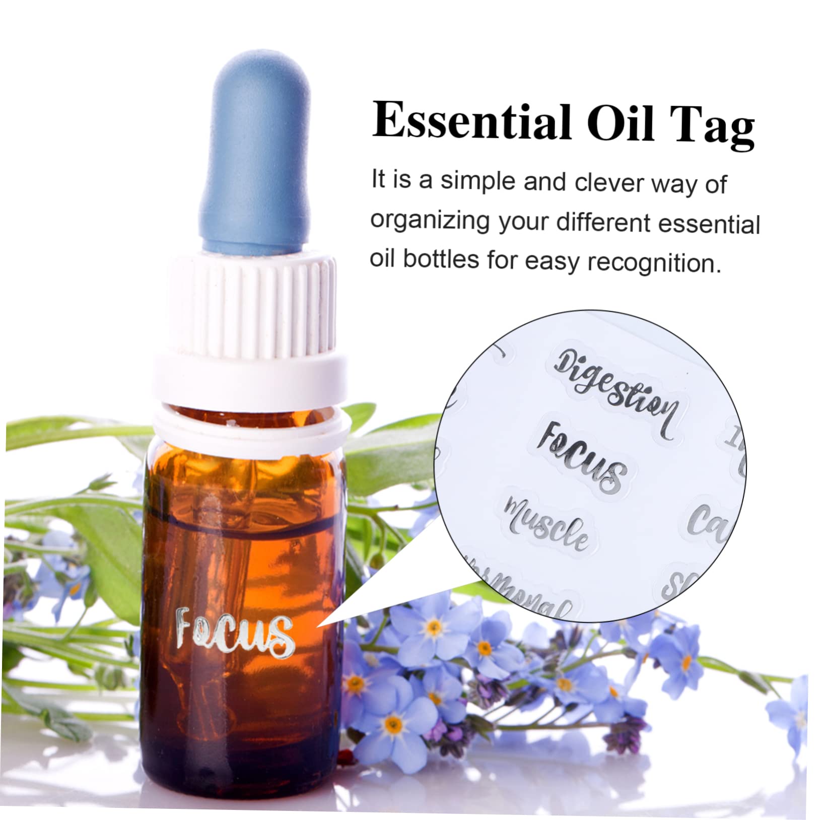 Tofficu 30fogli Etichette Adesive Per Essenziali Stickers Autoadesivi Impermeabili Per Bottiglie e Cosmetici Facili Applicare e Rimuovere