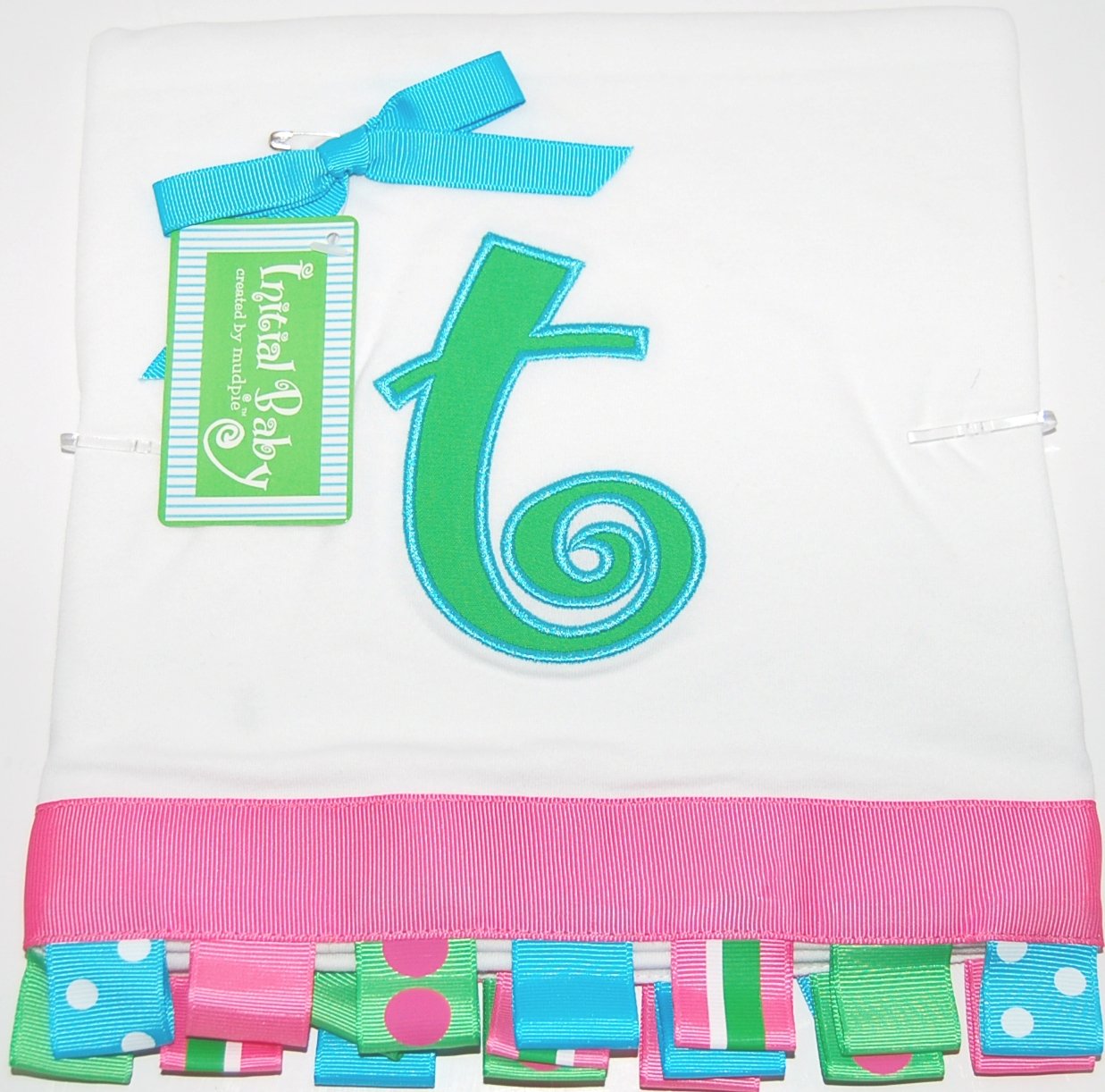 Mud Pie Initial Baby Personalized Cotton Blanket, Letter T