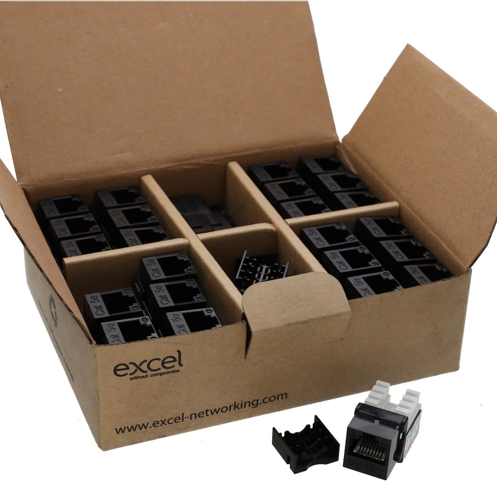 Kenable Black Excel Cat5e Utp Unscreened Rj45 Keystone Jack Idc Punch Down Pack Of 24