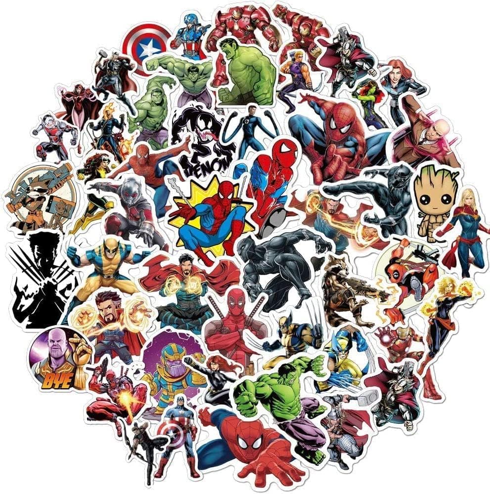 Superhero Avengers Stickers for Teens,Comic Legends Stickers with Party Favors for Kids Graffiti Waterproof Decals for Water Bottles(104pcs Random)