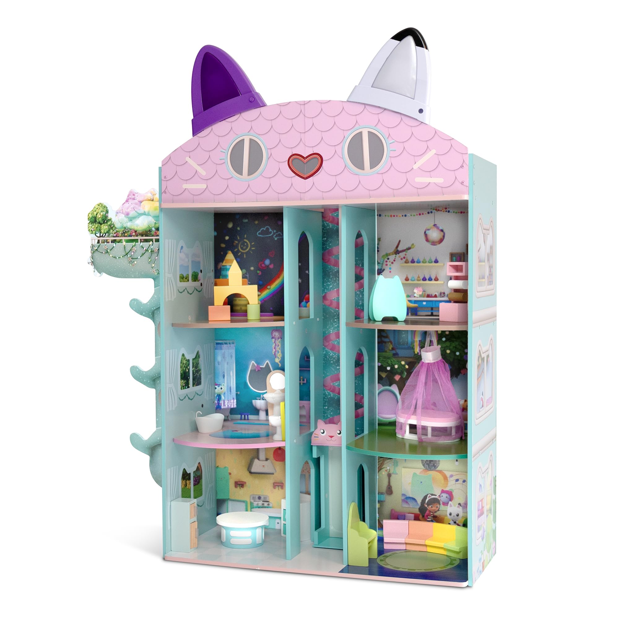 Gabby’s Dollhouse Purrfect Playhouse by Delta Children – Features Sounds & Light Up Ears - Includes 20 Accessories - Fits 8-inch Dolls - Pretend Play Dream Gift for Ages 3