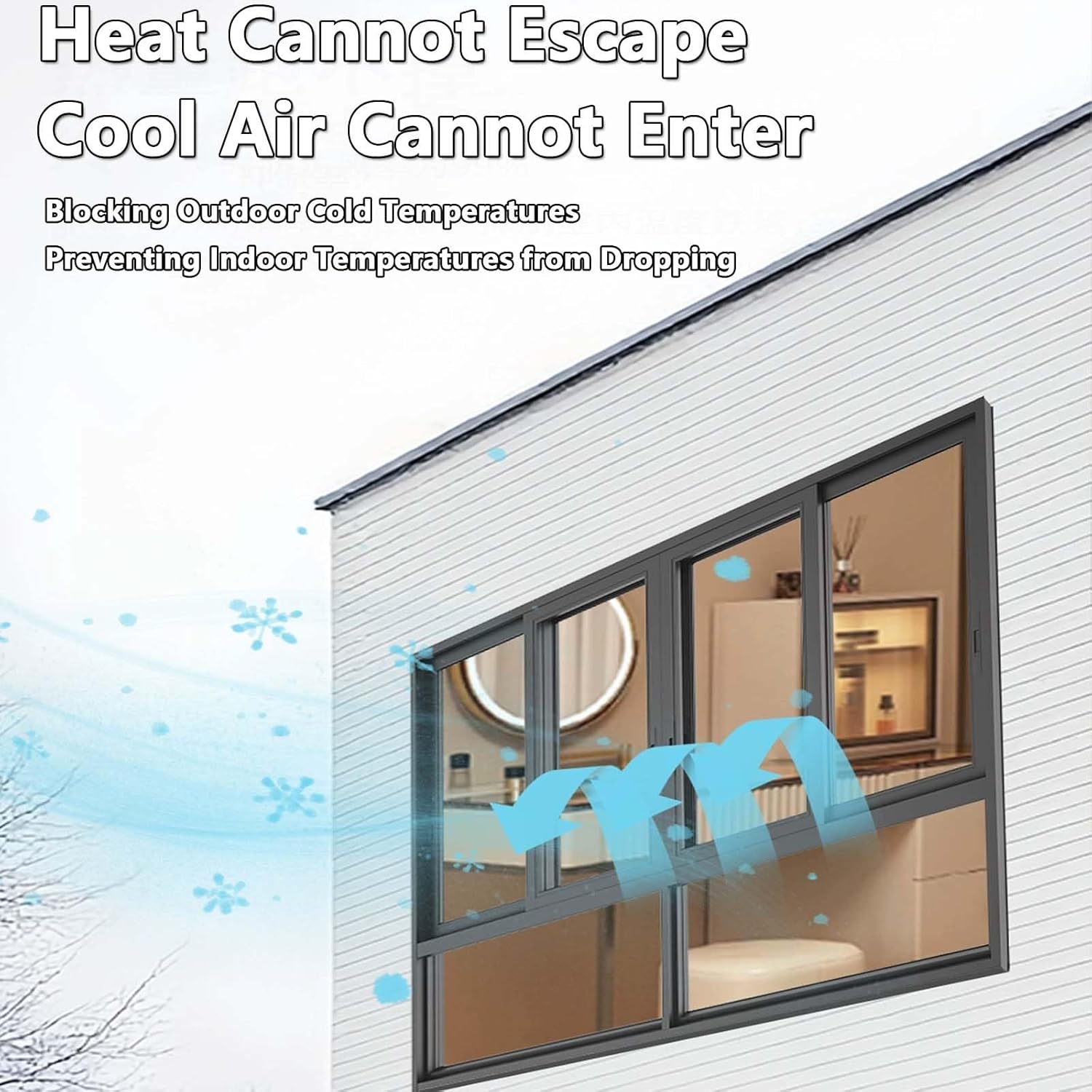 Window Insulation Kit, with Hook and Loop Fastener Window Insulation Film, Keep Draught and Cold Out, Weatherproofing, for Insulation, Windproof, Waterproof and Dustproof(190x170cm)