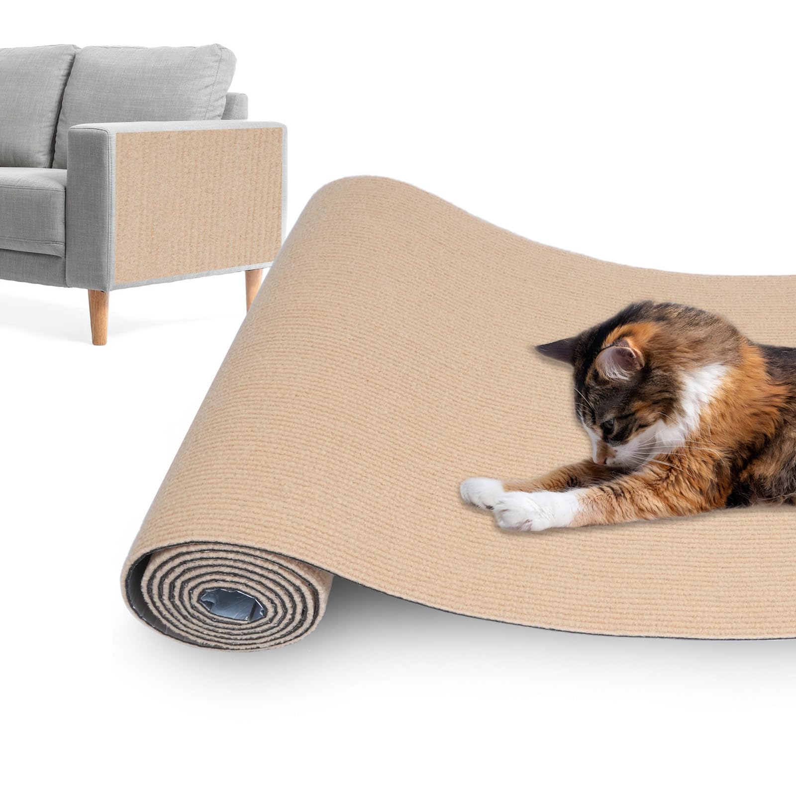 Cat Scratching Mat,Cat Scratch Furniture Protector, Trimmable Self-Adhesive Couch Protector,Carpet Replacement for Tree Shelves, Sofa and Scratching Post(40