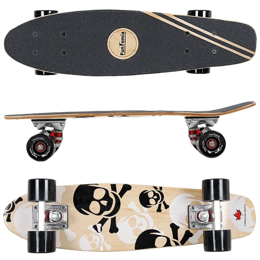 FunTomia® Skateboard Mini Cruiser 57cm - 7ply Strati di Acero Canadese - con o Senza Ruote a LED