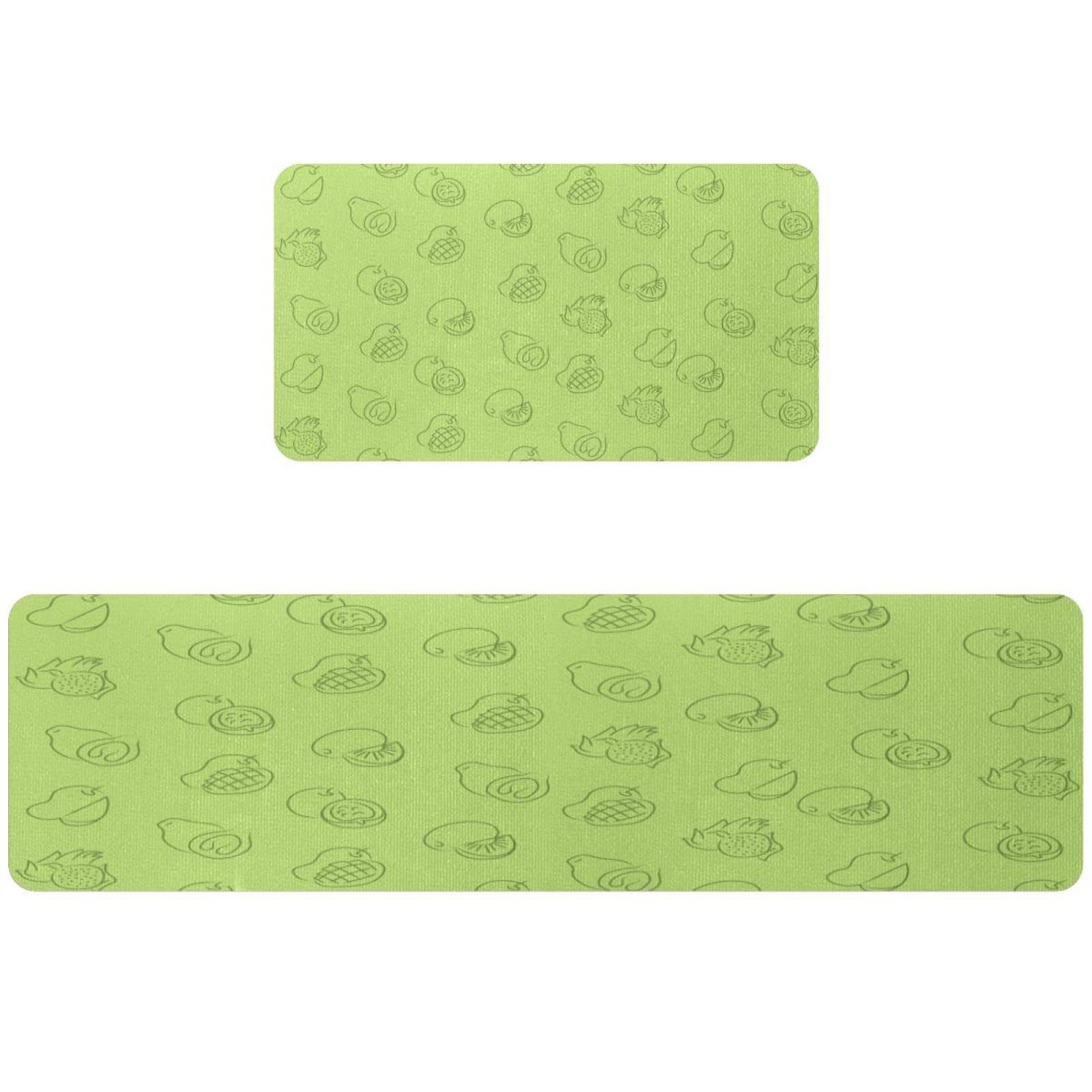 Tapis de cuisine lavable lot de 2 anti glisse fond vert absorbant pour sol propre