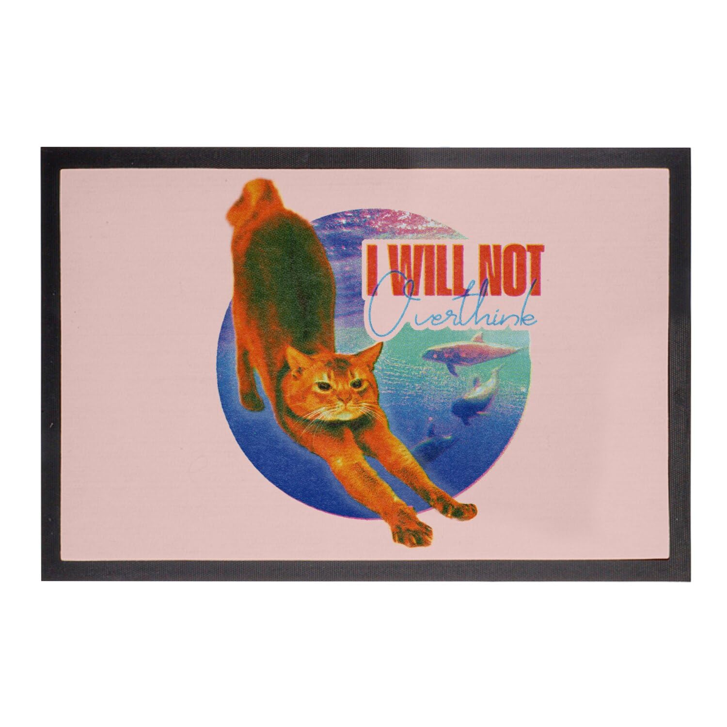 Paillasson rose original chat dauphin tapis entrée vintage 60x40