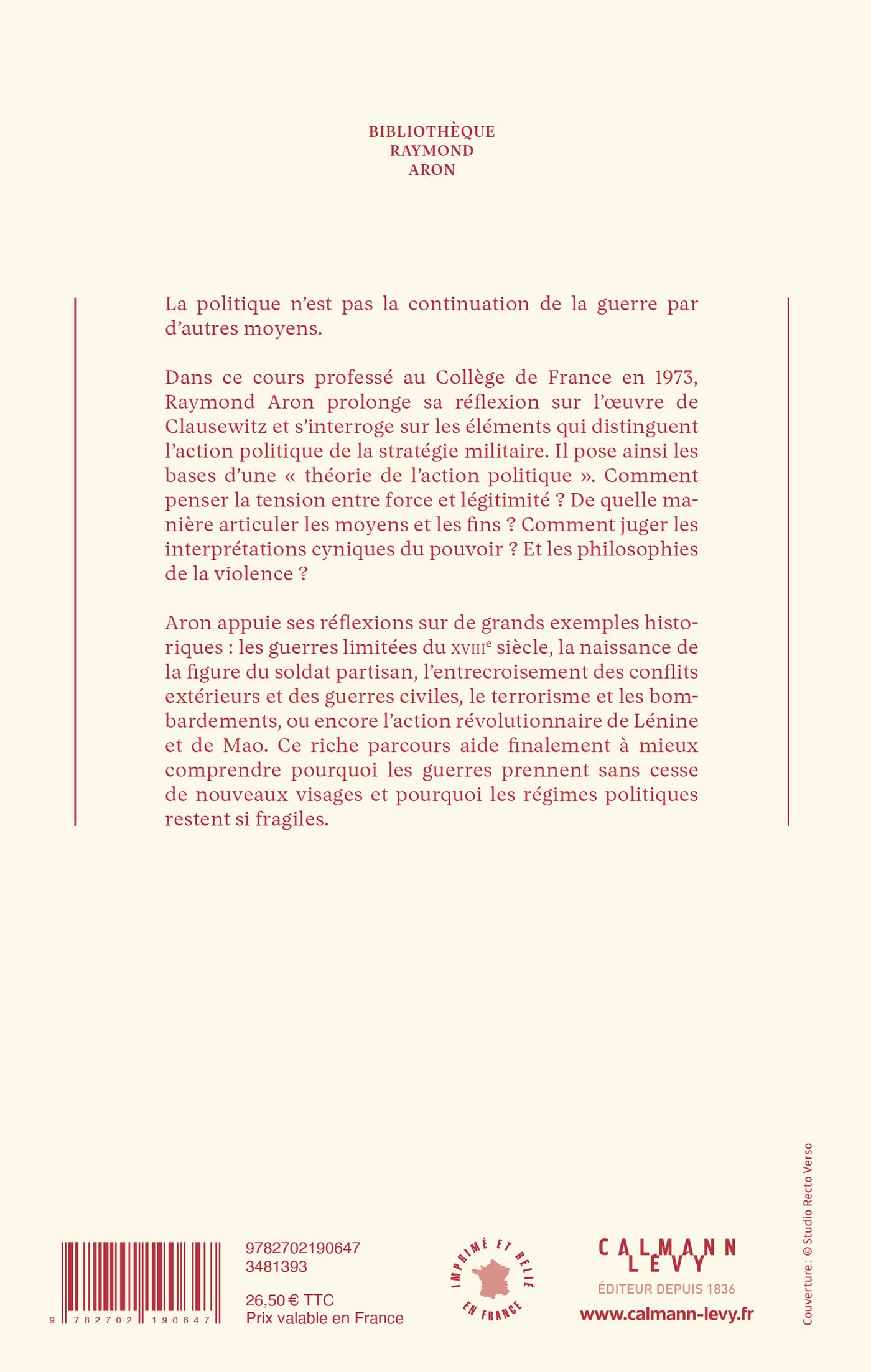 Théorie de l'action politique: Entre violence et justice, cours au Collège de France (1973)