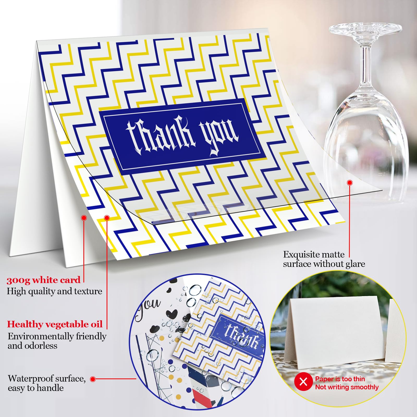 Thank You Cards With Self Seal Envelopes And Matching Stickers,3x3.5 - View #4