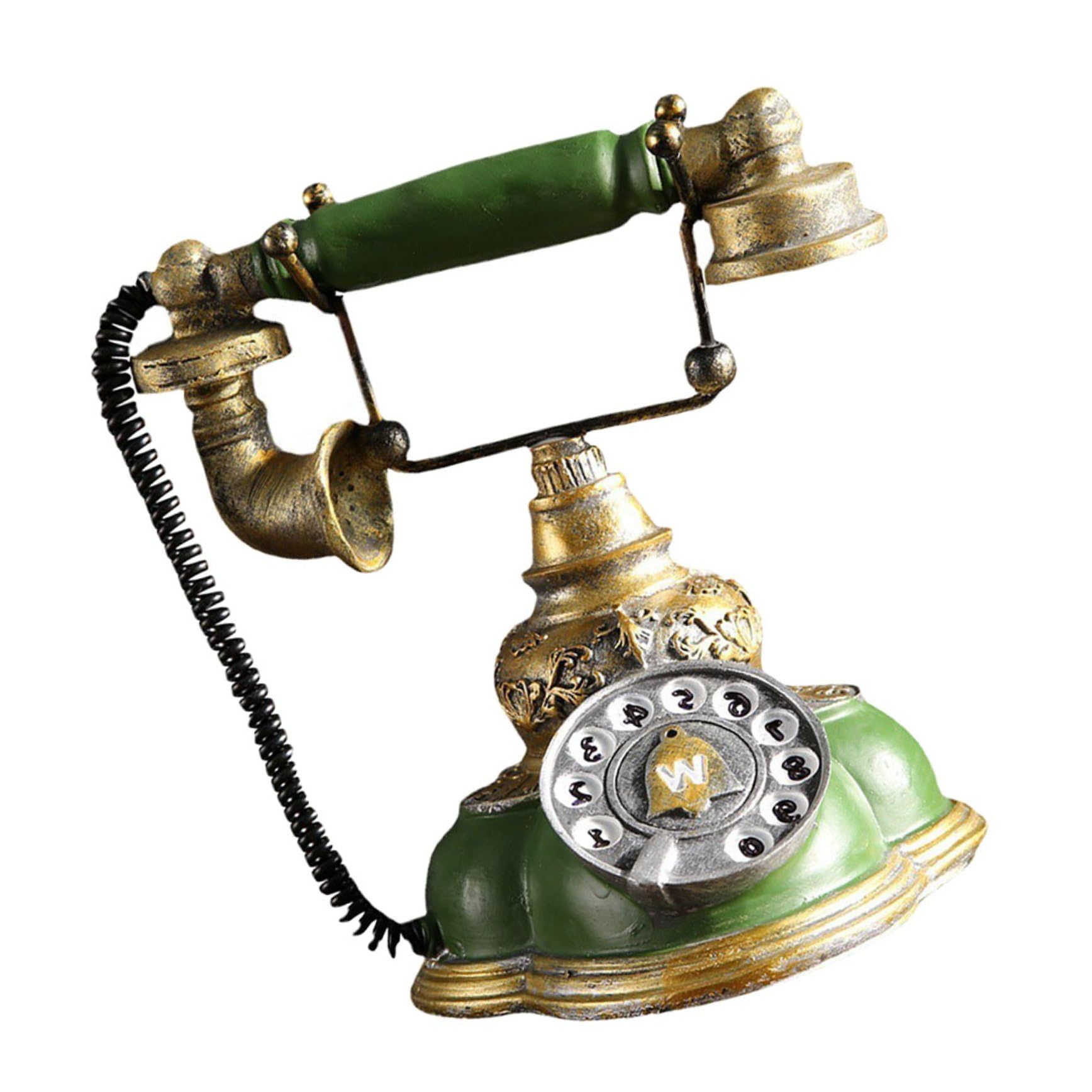 CALLARON Telefono di Casa Vintage in Resina Verde, Ornamento Decorativo da Tavolo retrò per Soggiorno e Camera, Accessorio Arredamento Antico e Regalo Educativo
